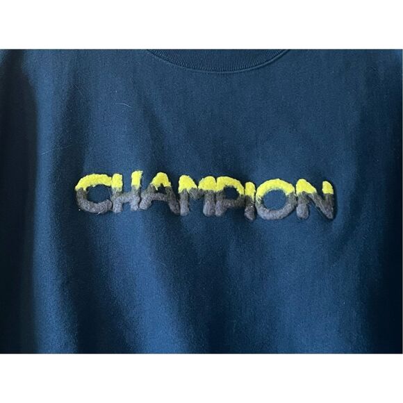 Champion Teal Gray Neon Yellow Sweatshirt Size XL Reverse Weave - Picture 5 of 7